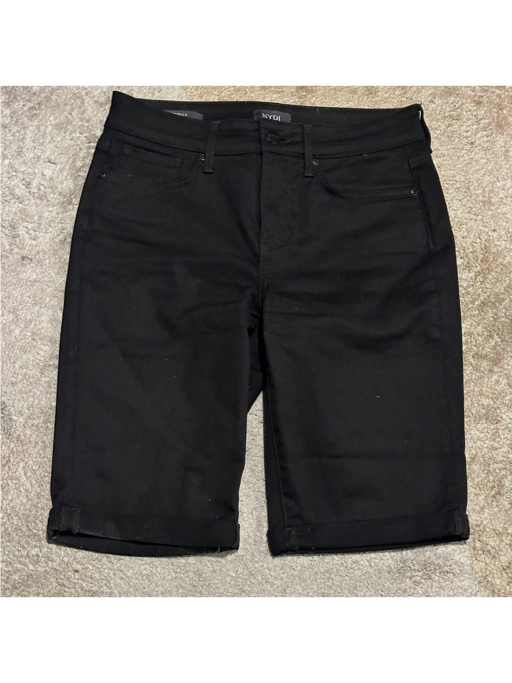 NYDJ Briella Black Lift Tuck Bermuda Denim Shorts Women’s Size 2 EUC - Picture 3 of 6